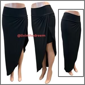 NWOT Julian Chang Black Asymmetrical Maxi Skirt SZ M $180